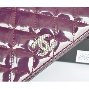 Chanel Patent Leather Bi-Fold Wallet A31508 Purple