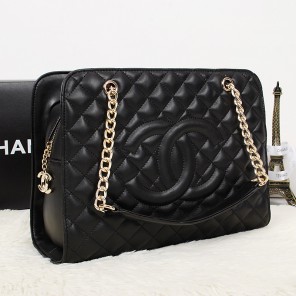 Chanel Shopping Bag Calfskin Leather A52248 Black