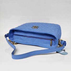 Chanel Shopping Bag Cannage Pattern Nubuck Leather A69095 Blue