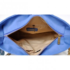 Chanel Shopping Bag Cannage Pattern Nubuck Leather A69095 Blue