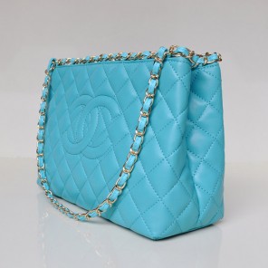 Chanel Shopping Bag Sheepskin Leather A50496 Light Blue