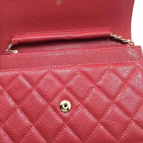 Chanel WOC mini Flap Bag Burgundy Original Caviar leather A33808