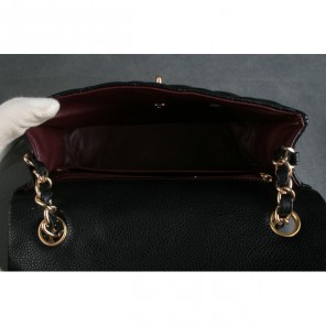 Chanel mini Classic Flap Bag Original Caviar leather 1117 Black in Gold