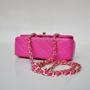 Chanel mini Classic Flap Bag Sheekskin leather 1117 Rose in Gold