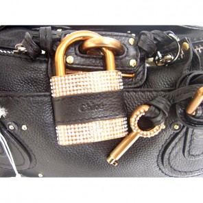 Chloe 50831 Black Leather Bag with Sparkle Lock
