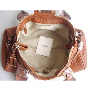 Chloe 50831 Deep Camel Leather Bag with Sparkle Lock