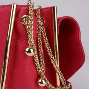 Chloe Sally Shoulder Bags Calf Leather Plum-Red 508914