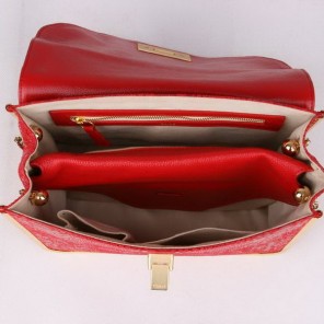 Chloe Sally Shoulder Bags Snake Veins Leather Red 508914