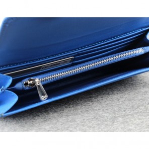 Dior Cowhide Leather Long Leather Wallet 1056 Blue