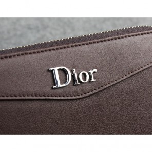 Dior Cowhide Leather Long Leather Wallet 1057 Coffee
