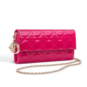 Dior Croisiere wallet in fuchsia patent calfskin