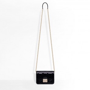 Dior Mini Promenade pouch in black patent lambskin