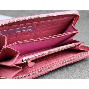 Dior Sheepskin Leather Long Leather Wallet 1098 Peach