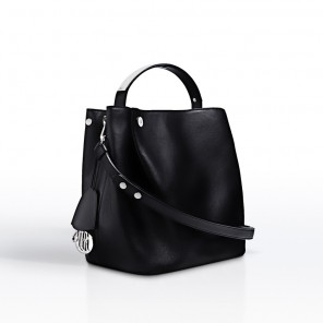 Diorific bucket bag in smooth pearlised black calfskin