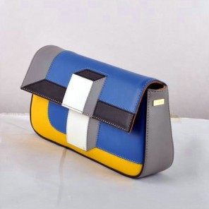 Fendi Multicolour Baguette Pouchette Clutch F2559 Blue