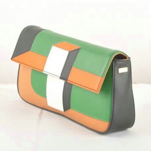 Fendi Multicolour Baguette Pouchette Clutch F2559 Green