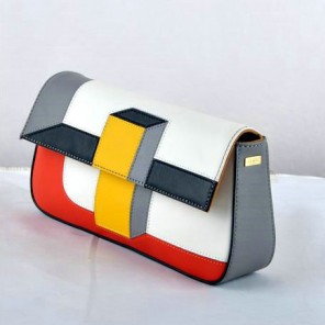Fendi Multicolour Baguette Pouchette Clutch F2559 White