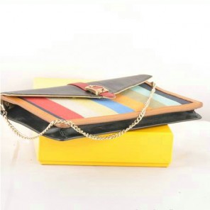 Fendi Pequin Large Canvas Clutch 8M0283 Black
