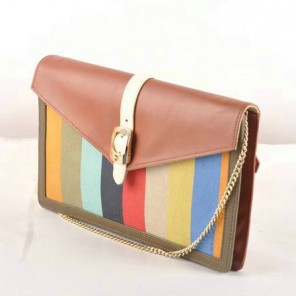 Fendi Pequin Large Canvas Clutch 8M0283 Brown
