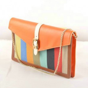 Fendi Pequin Large Canvas Clutch 8M0283 Orange