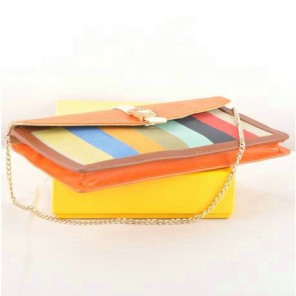 Fendi Pequin Large Canvas Clutch 8M0283 Orange