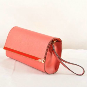 Fendi Pequin Rush Saffiano Pouchette Clutch F2558 Red