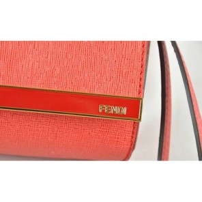 Fendi Pequin Rush Saffiano Pouchette Clutch F2558 Red