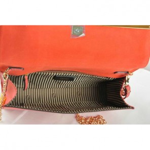 Fendi Pequin Rush Saffiano Pouchette Clutch F2558 Red