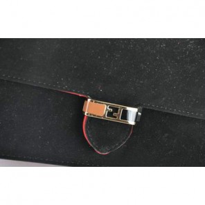 Fendi Toujour Gold Chain Clutch Suede 8M0291 Black