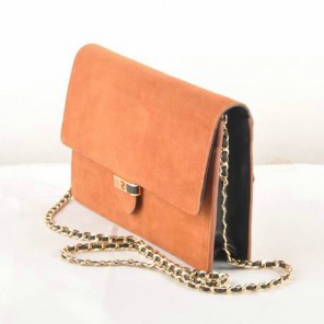 Fendi Toujour Gold Chain Clutch Suede 8M0291 Brown
