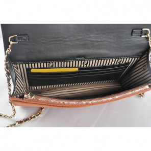Fendi Toujour Gold Chain Clutch Suede 8M0291 Brown