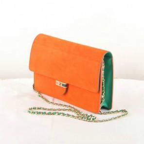 Fendi Toujour Gold Chain Clutch Suede 8M0291 Orange