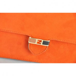 Fendi Toujour Gold Chain Clutch Suede 8M0291 Orange