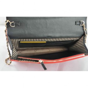 Fendi Toujour Gold Chain Clutch Suede 8M0291 Red