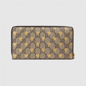 Gucci GG Supreme bees zip around wallet 410102 9F26G 8319