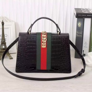 Gucci Sylvie crocodile top handle bag 431665 DVU0G 1000