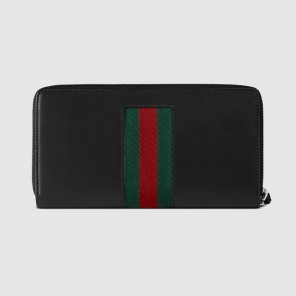 Gucci Web leather zip around wallet 408831 CVL1N 1060
