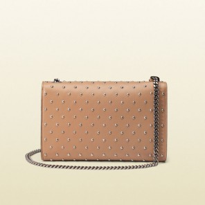 Gucci miss bamboo studded leather shoulder bag