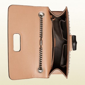 Gucci miss bamboo studded leather shoulder bag