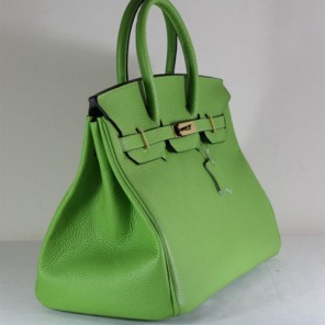Hermes Birkin 35CM Tote Bag Green Clemence Leather with Gold hardware