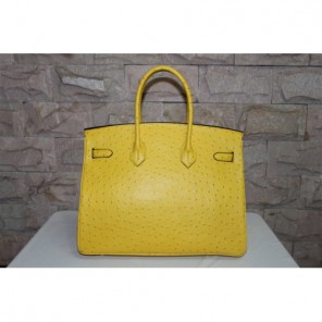 Hermes Birkin 35CM Tote Bag Ostrich Leather Lemon with Gold hardware