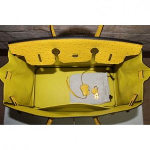 Hermes Birkin 35CM Tote Bag Ostrich Leather Lemon with Gold hardware