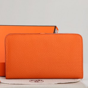 Hermes Dogon Combined Wallet Original Clemence leather A508 Orange