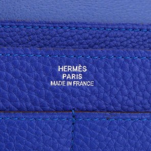 Hermes Dogon Combined Wallet Original Clemence leather A508 RoyalBlue