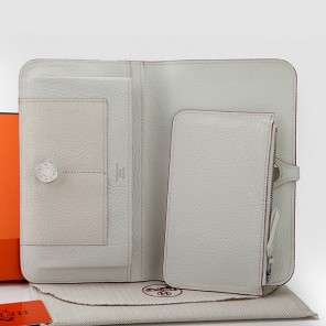 Hermes Dogon Combined Wallet Original Clemence leather A508 White