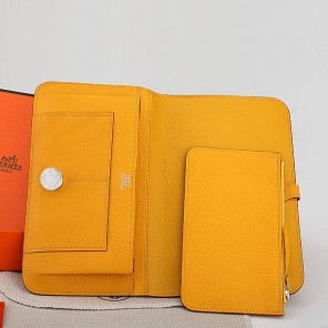 Hermes Dogon Combined Wallet Original Clemence leather A508 Yellow
