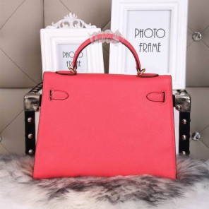 Hermes Kelly 32cm Shoulder Bags Grained Leather Light Red