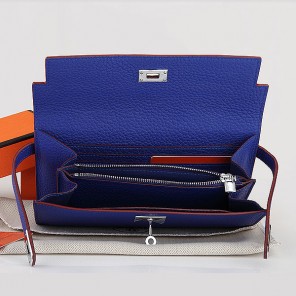 Hermes Kelly Original Clemence Leather Bi-Fold Wallet A708 RoyalBlue