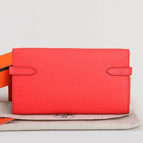 Hermes Kelly Original Clemence Leather Bi-Fold Wallet A708 Watermelon Red