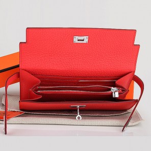 Hermes Kelly Original Clemence Leather Bi-Fold Wallet A708 Watermelon Red